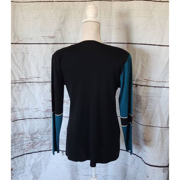 Exclusively Misook Long Sleeve Colorblock Top Size Small - Picture 2 of 5